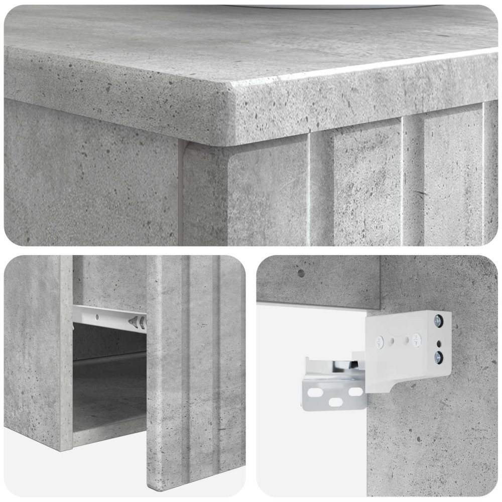 Produktbild för Väggmonterad Handfat Vanity Betonggrå 39 x 41 x 62,5 cm