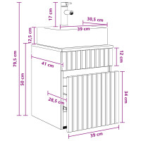 Produktbild för Väggmonterad Handfat Vanity Betonggrå 39 x 41 x 62,5 cm