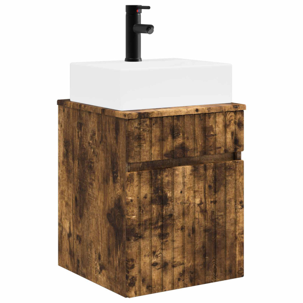 Produktbild för Väggmonterad Handfat Vanity Rökt ek 39 x 41 x 62,5 cm