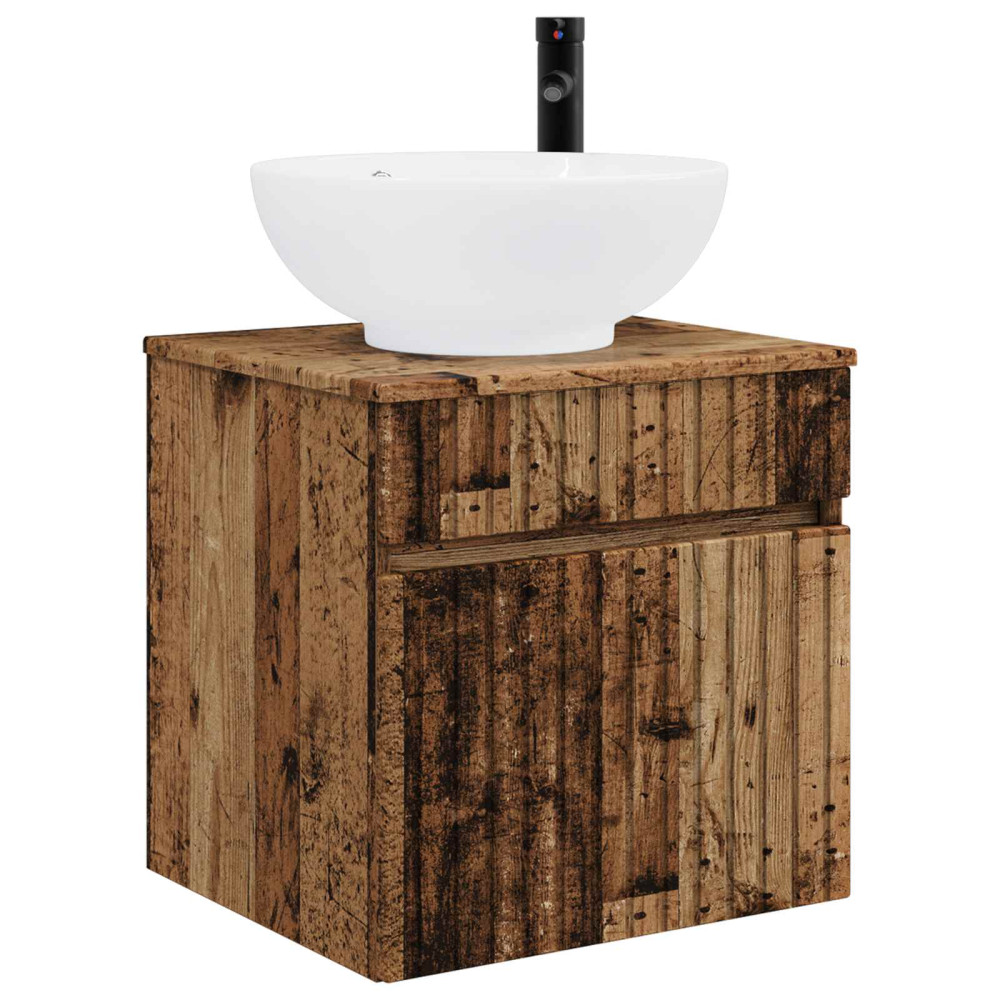 Produktbild för Väggmonterad handfatsspegel Gammalt trä 49 x 44,5 x 66,5 cm