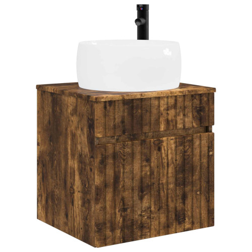vidaXL Väggmonterad handfatsspegel Rökt ek 49 x 44,5 x 66 cm