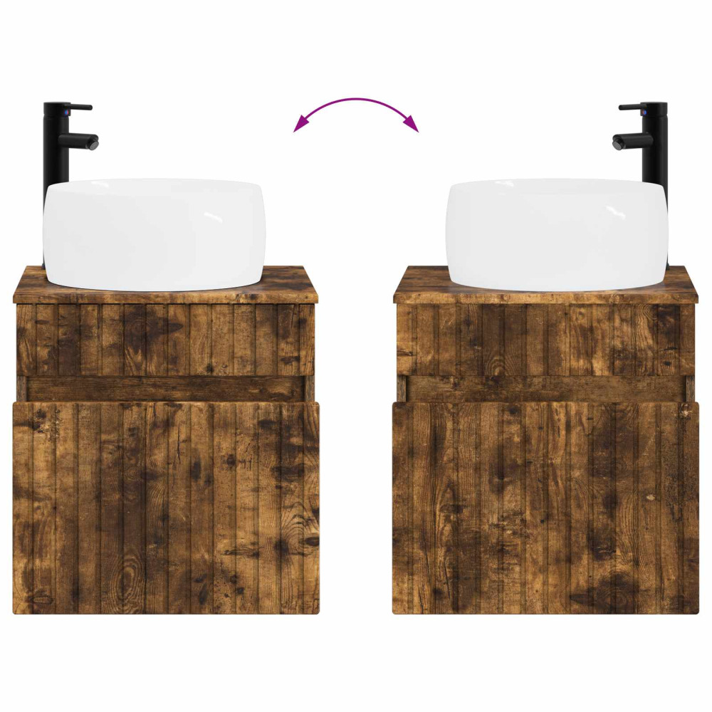 Produktbild för Väggmonterad handfatsspegel Rökt ek 49 x 44,5 x 66 cm