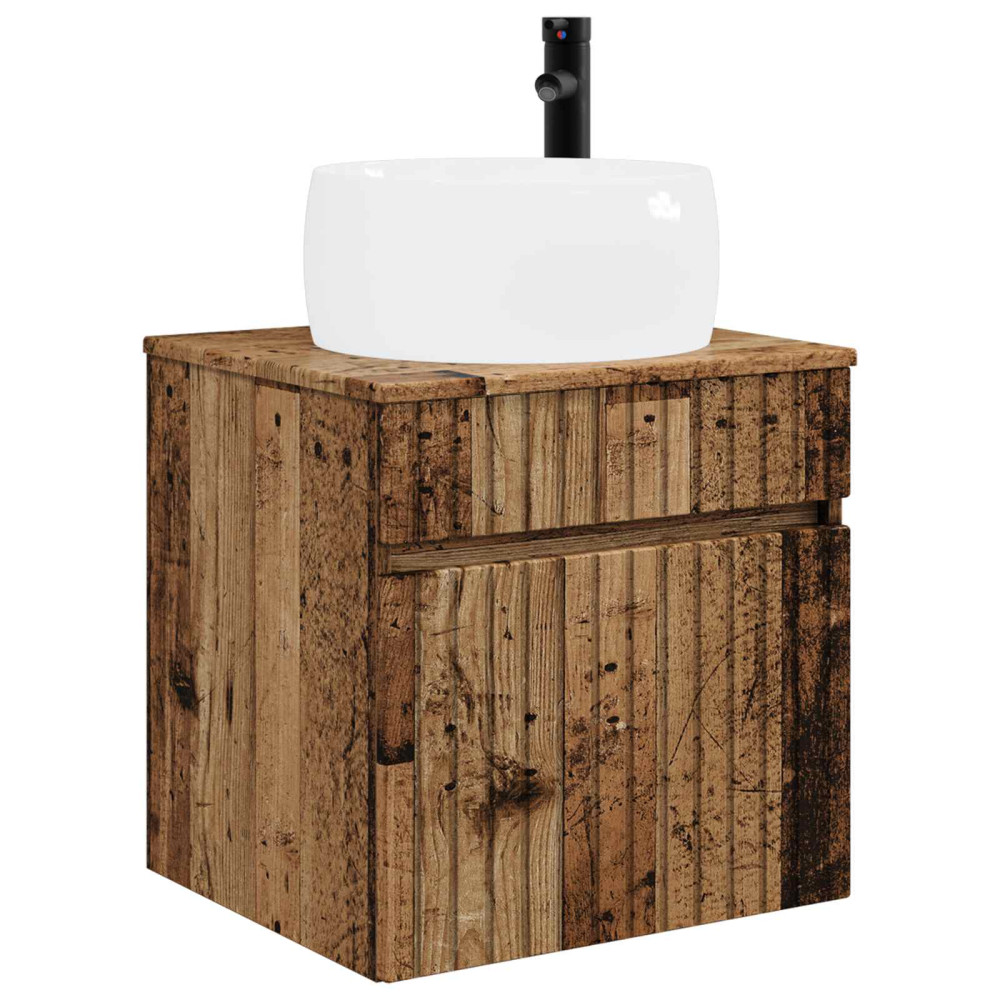 Produktbild för Väggmonterad handfatsspegel Gammalt trä 49 x 44,5 x 66 cm