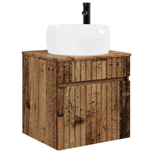 vidaXL Väggmonterad handfatsspegel Gammalt trä 49 x 44,5 x 66 cm