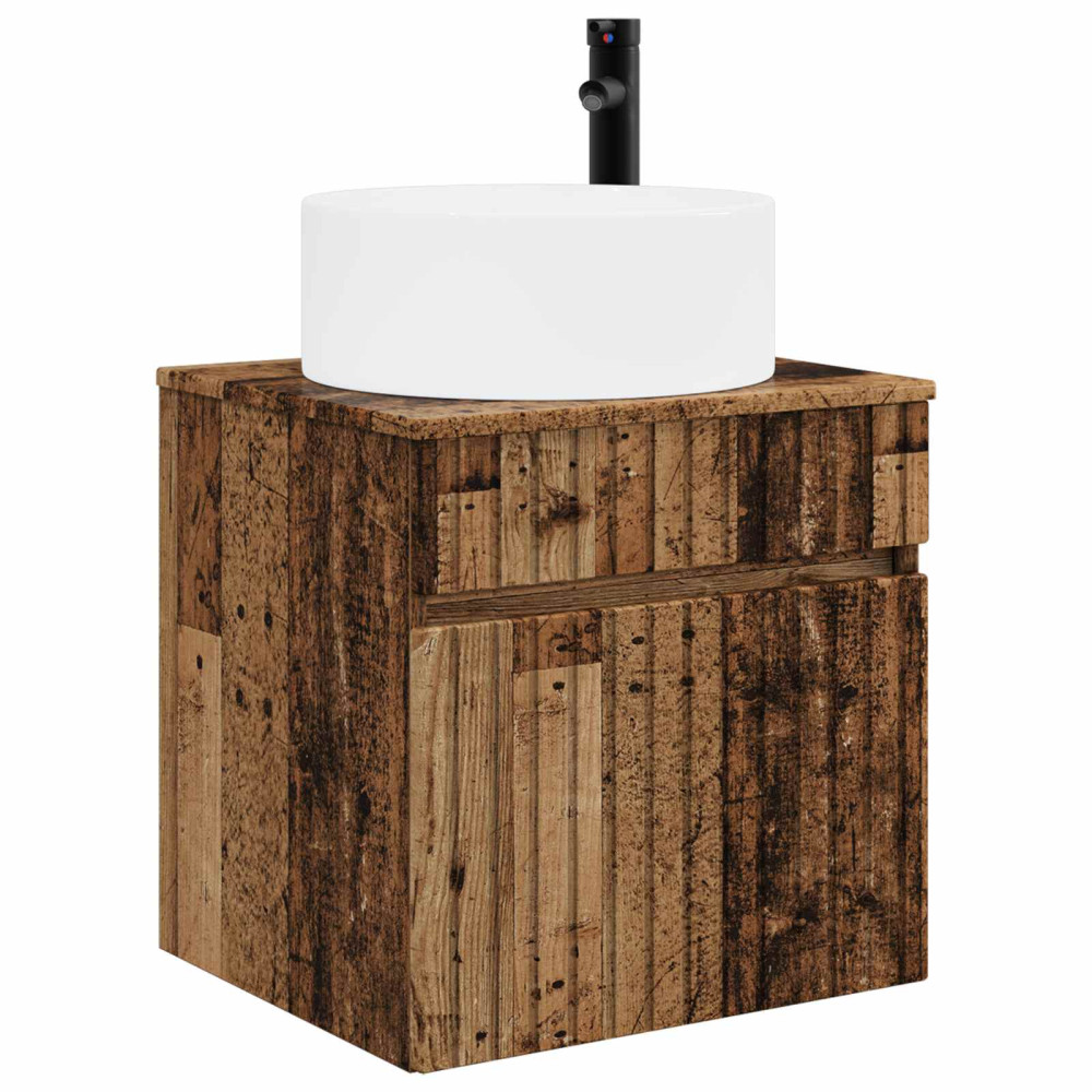 Produktbild för Väggmonterad handfatsspegel Gammalt trä 49 x 44,5 x 65,5 cm