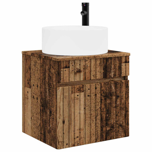 vidaXL Väggmonterad handfatsspegel Gammalt trä 49 x 44,5 x 65,5 cm