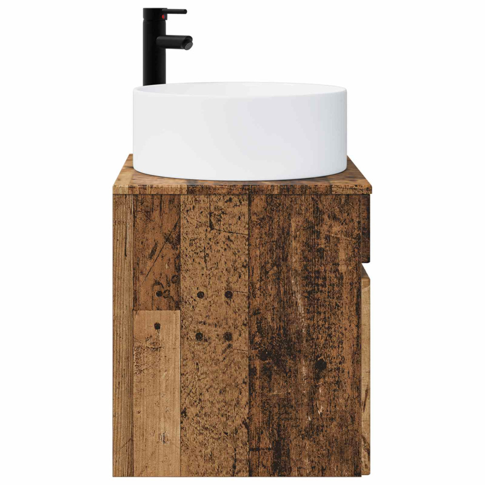 Produktbild för Väggmonterad handfatsspegel Gammalt trä 49 x 44,5 x 65,5 cm