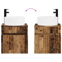 Produktbild för Väggmonterad handfatsspegel Gammalt trä 49 x 44,5 x 65,5 cm