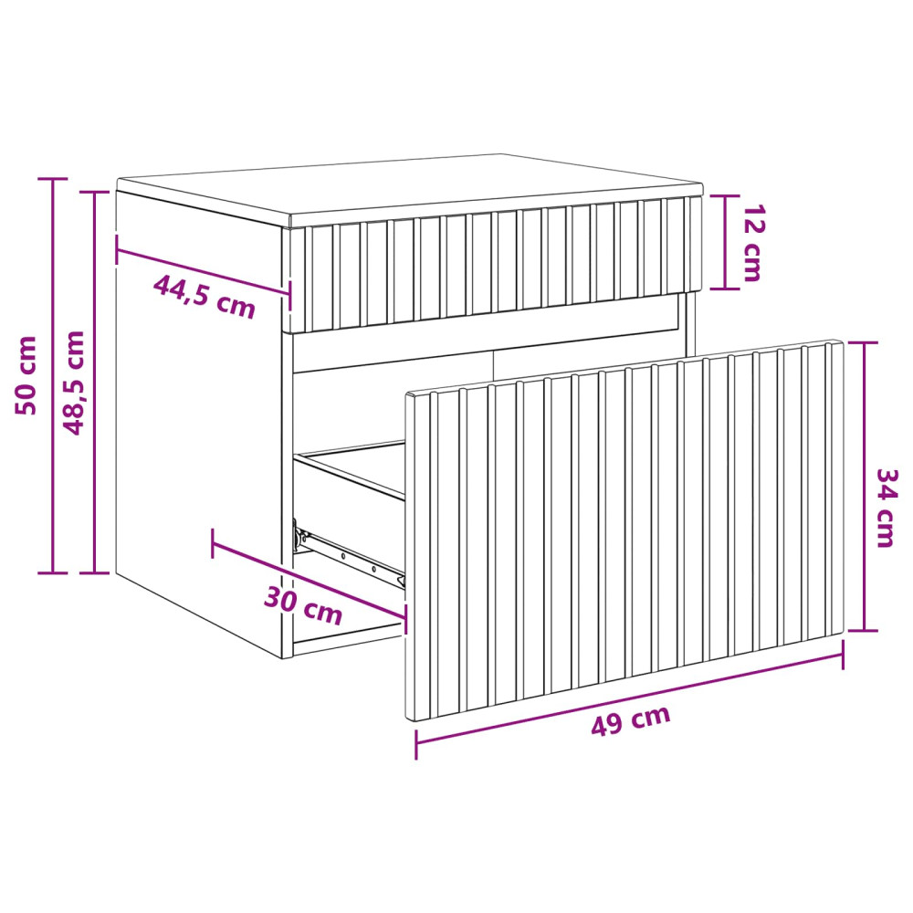 Produktbild för Väggmonterat Badrumsskåp Betonggrå 59 x 44,5 x 50 cm