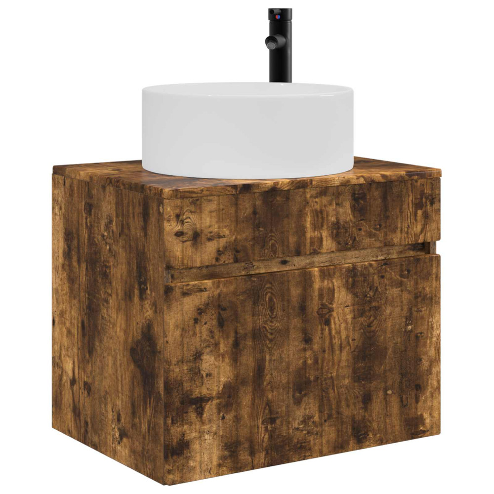 Produktbild för Väggmonterat Badrumsskåp Rökt ek 59 x 44,5 x 50 cm