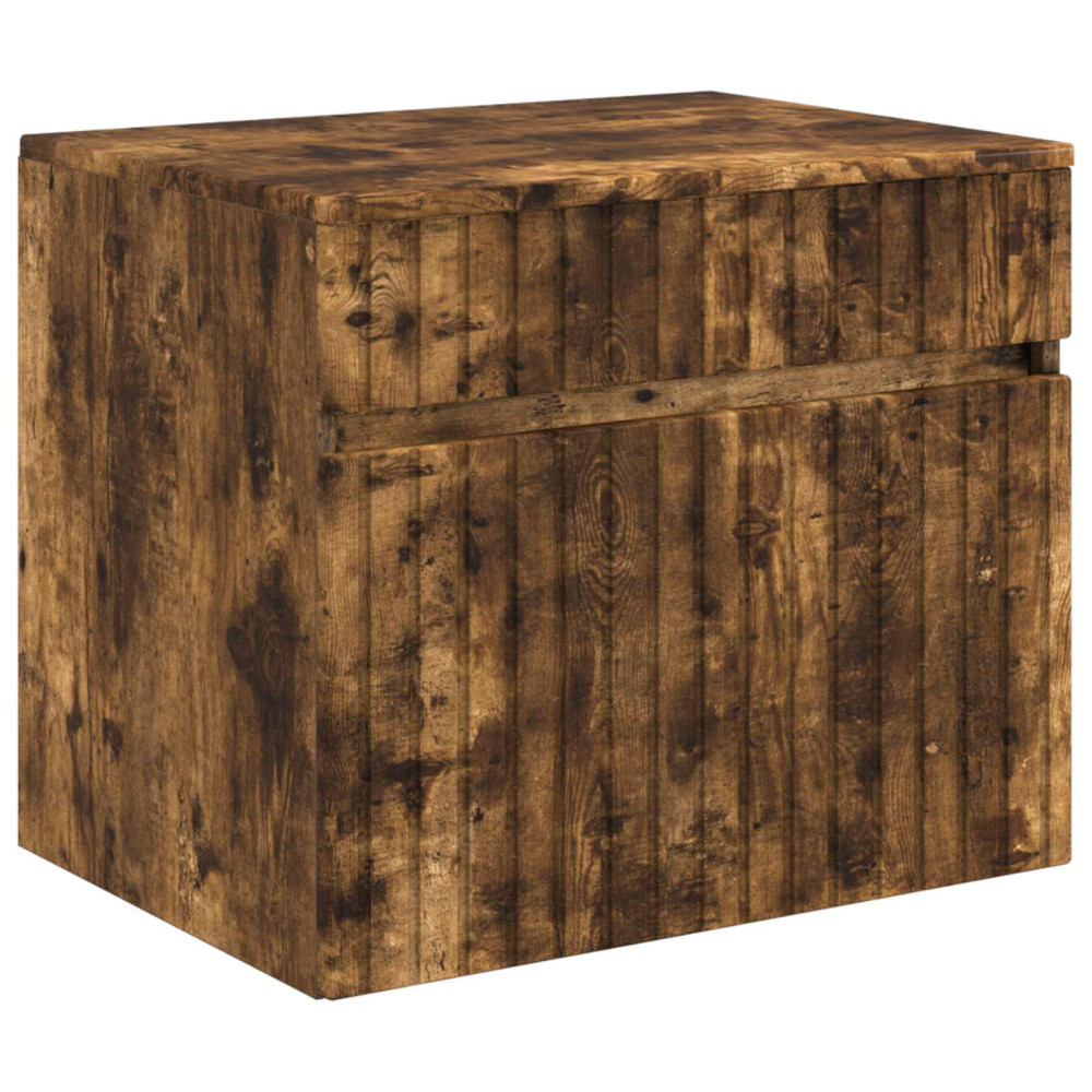 Produktbild för Väggmonterat Badrumsskåp Rökt ek 59 x 44,5 x 50 cm