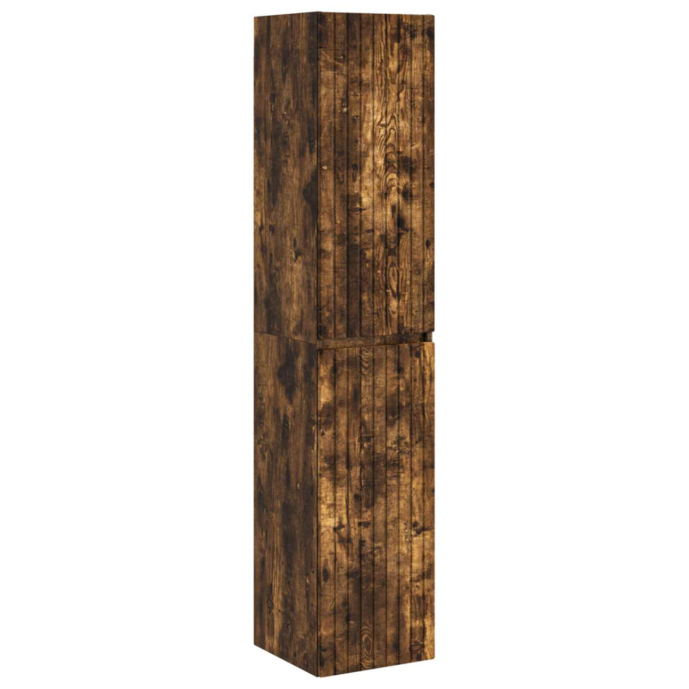 Produktbild för Väggmonterat Badrumsskåp Rökt ek 33 x 34,5 x 160 cm