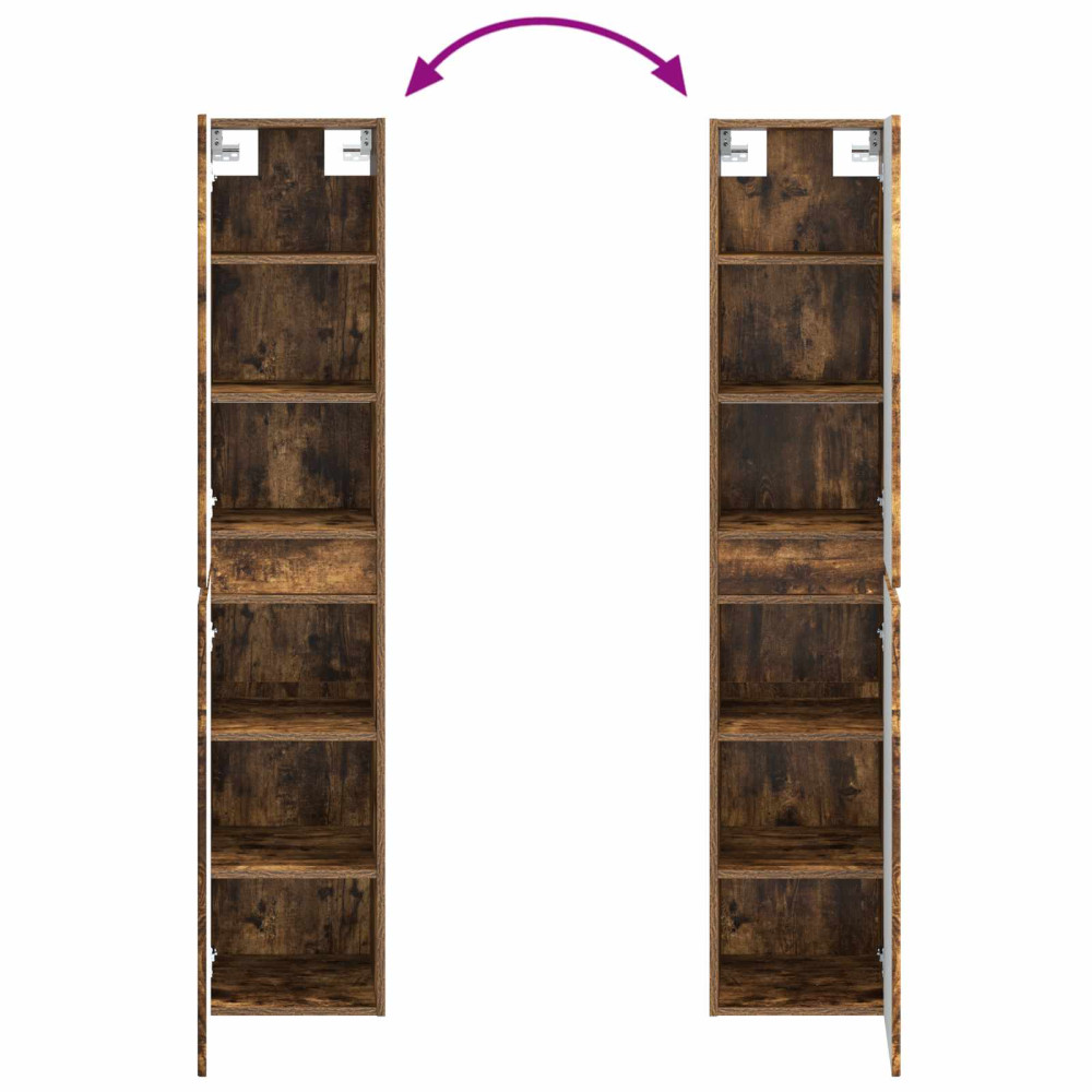 Produktbild för Väggmonterat Badrumsskåp Rökt ek 33 x 34,5 x 160 cm