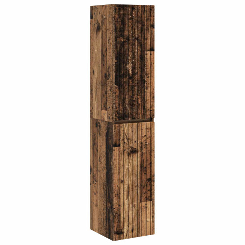vidaXL Väggmonterat Badrumsskåp Gammalt trä 33 x 34,5 x 160 cm