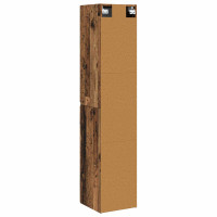 Produktbild för Väggmonterat Badrumsskåp Gammalt trä 33 x 34,5 x 160 cm