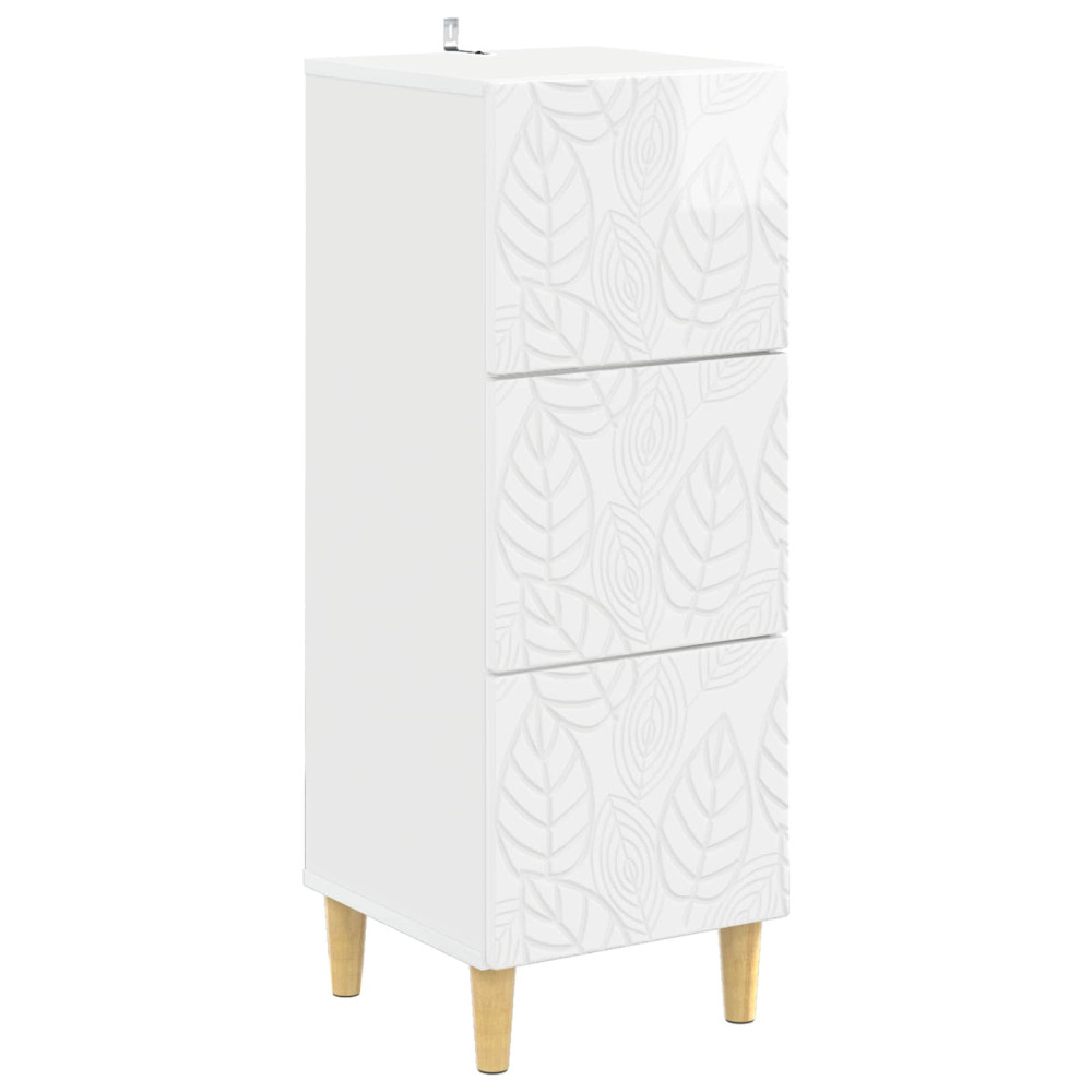 Produktbild för Lådans skåp Vit högglans 33 x 34,5 x 90 cm Konstruerat trä