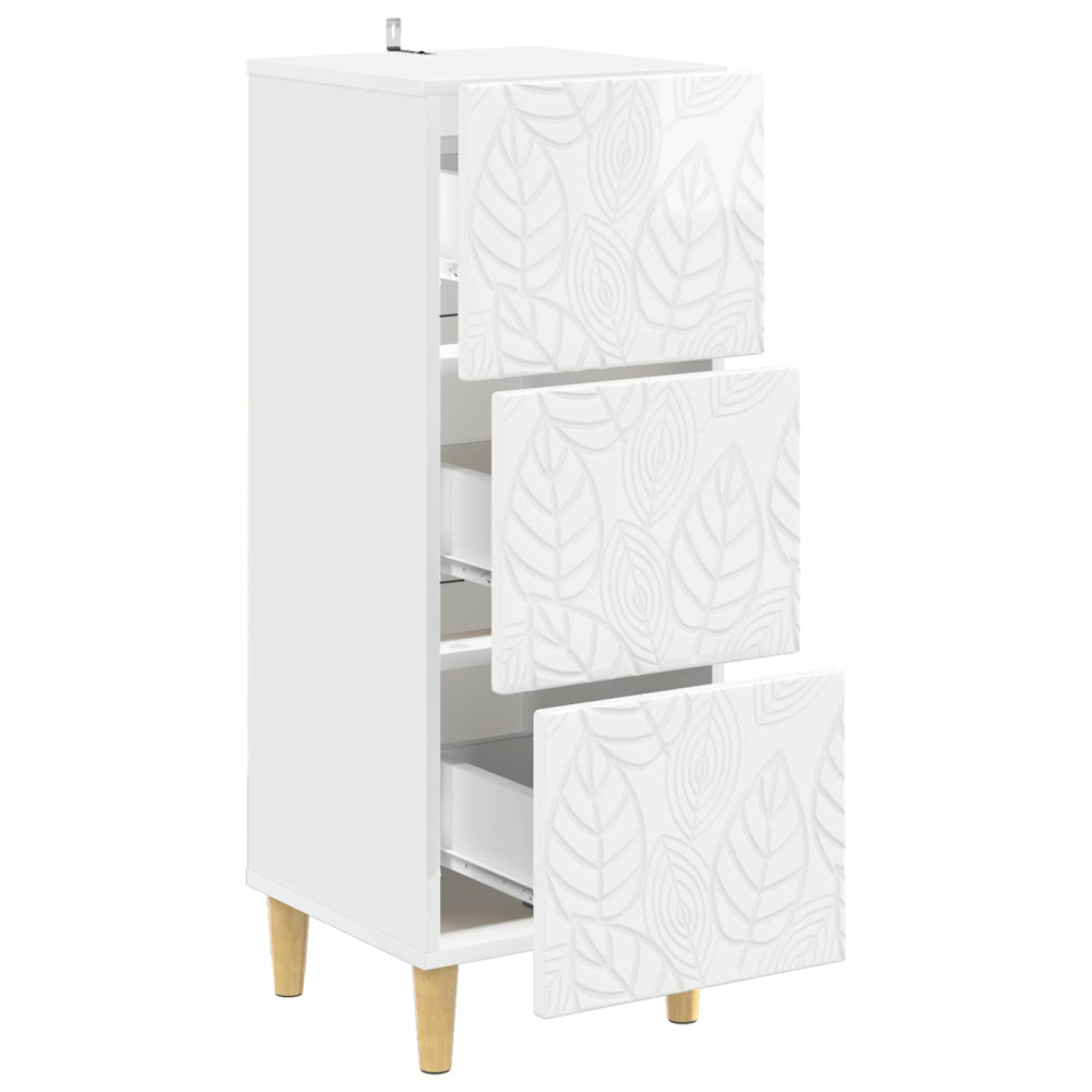 Produktbild för Lådans skåp Vit högglans 33 x 34,5 x 90 cm Konstruerat trä