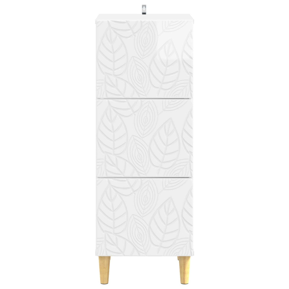 Produktbild för Lådans skåp Vit högglans 33 x 34,5 x 90 cm Konstruerat trä