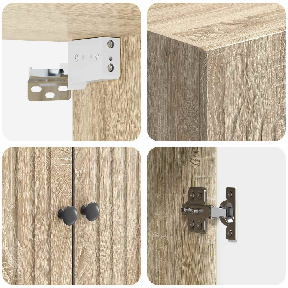 Produktbild för Väggmonterat skåp Sonoma-ek 66 x 34,5 x 90 cm Konstruerat trä