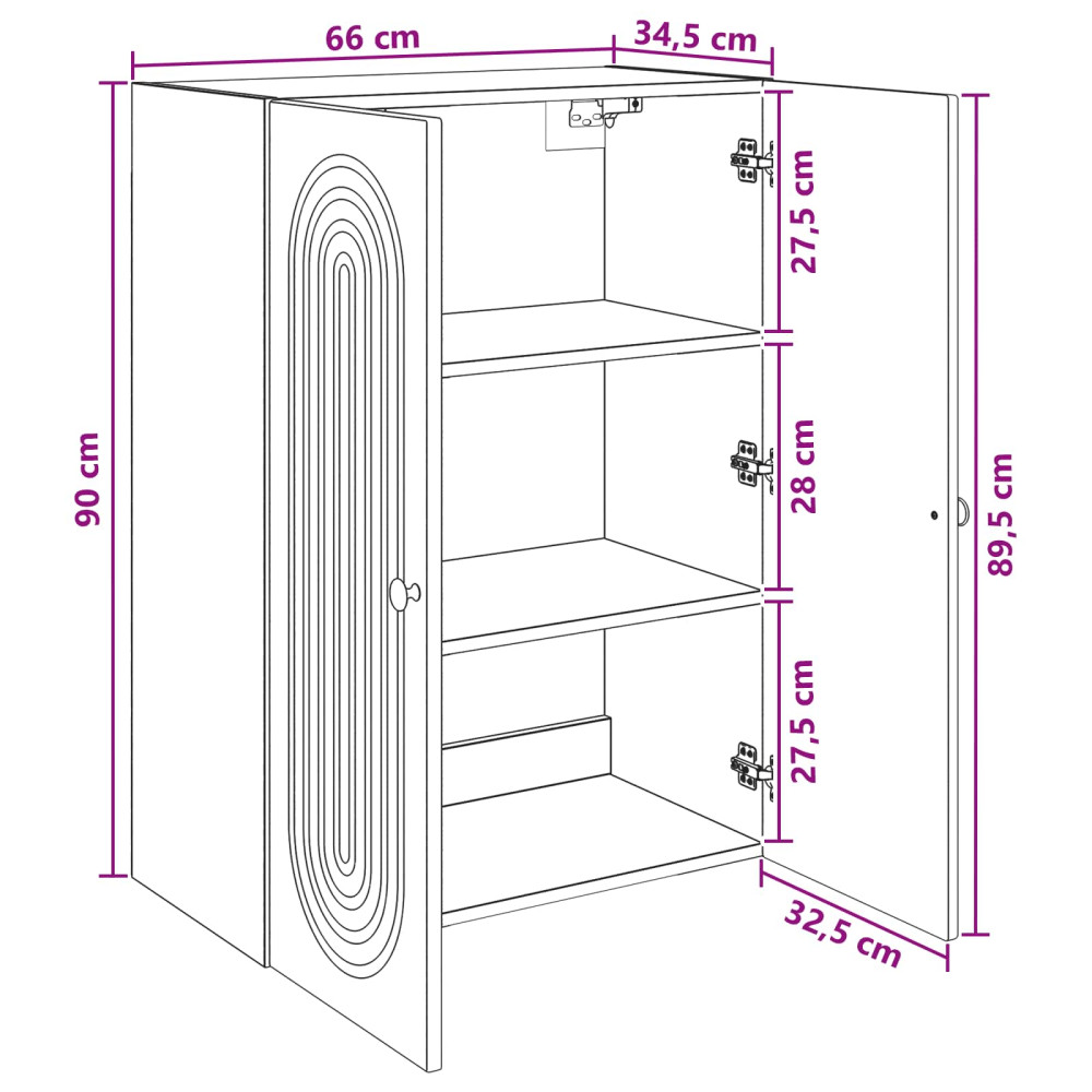 Produktbild för Väggmonterat skåp Rökt ek 66 x 34,5 x 90 cm Konstruerat trä