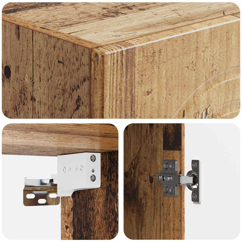 Produktbild för Väggmonterat skåp Gammalt trä 33 x 34,5 x 90 cm Konstruerat trä