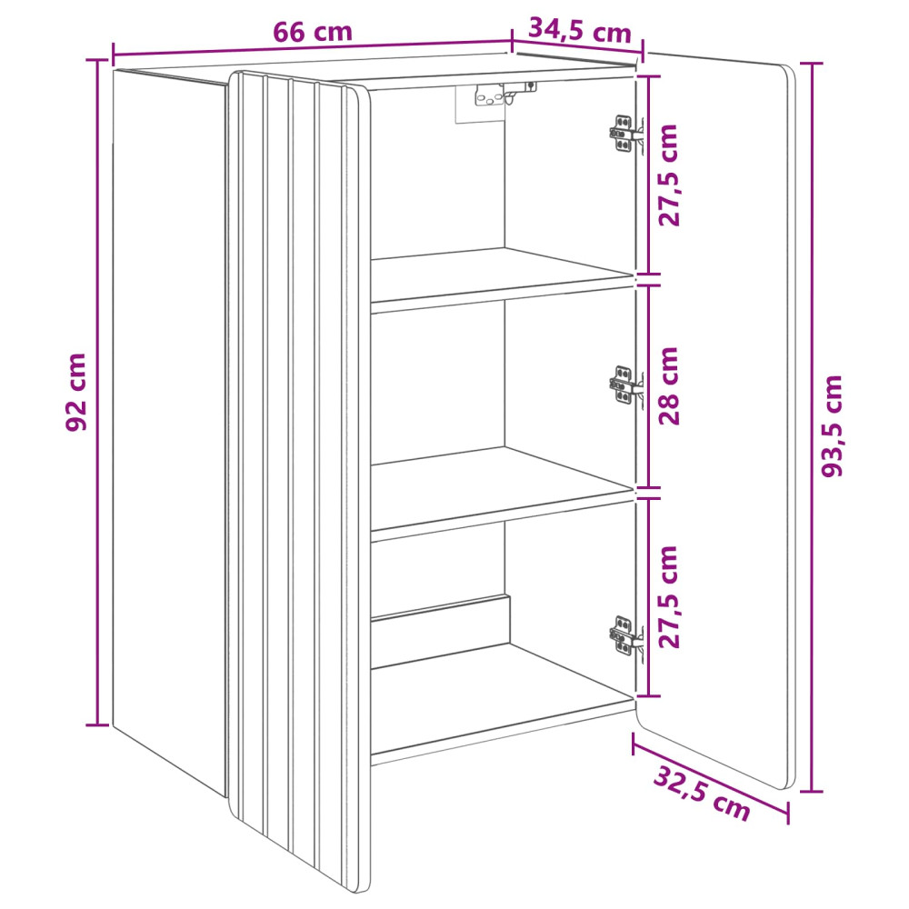 Produktbild för Väggmonterat skåp Rökt ek 66 x 34,5 x 92 cm Konstruerat trä