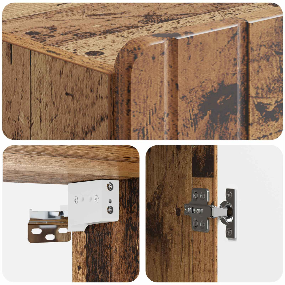 Produktbild för Väggmonterat skåp Gammalt trä 66 x 34,5 x 92 cm Konstruerat trä