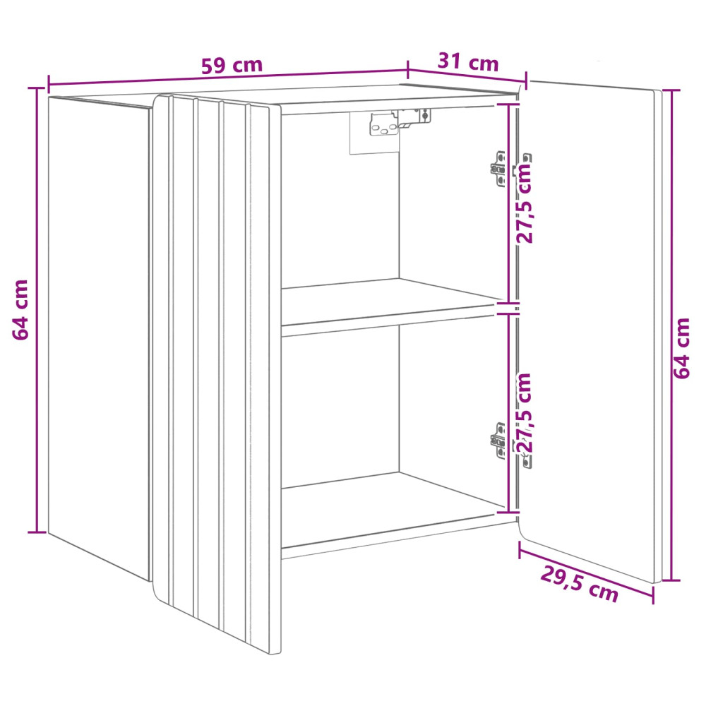 Produktbild för Väggmonterat skåp Sonoma-ek 59 x 31 x 64 cm Konstruerat trä