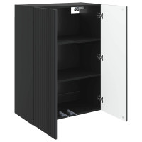 Produktbild för Väggmonterat skåp Svart 66 x 34,5 x 90 cm Konstruerat trä