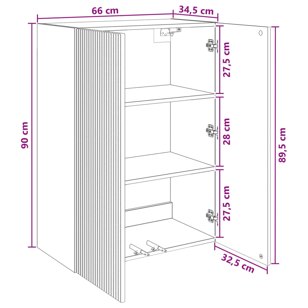 Produktbild för Väggmonterat skåp Svart 66 x 34,5 x 90 cm Konstruerat trä