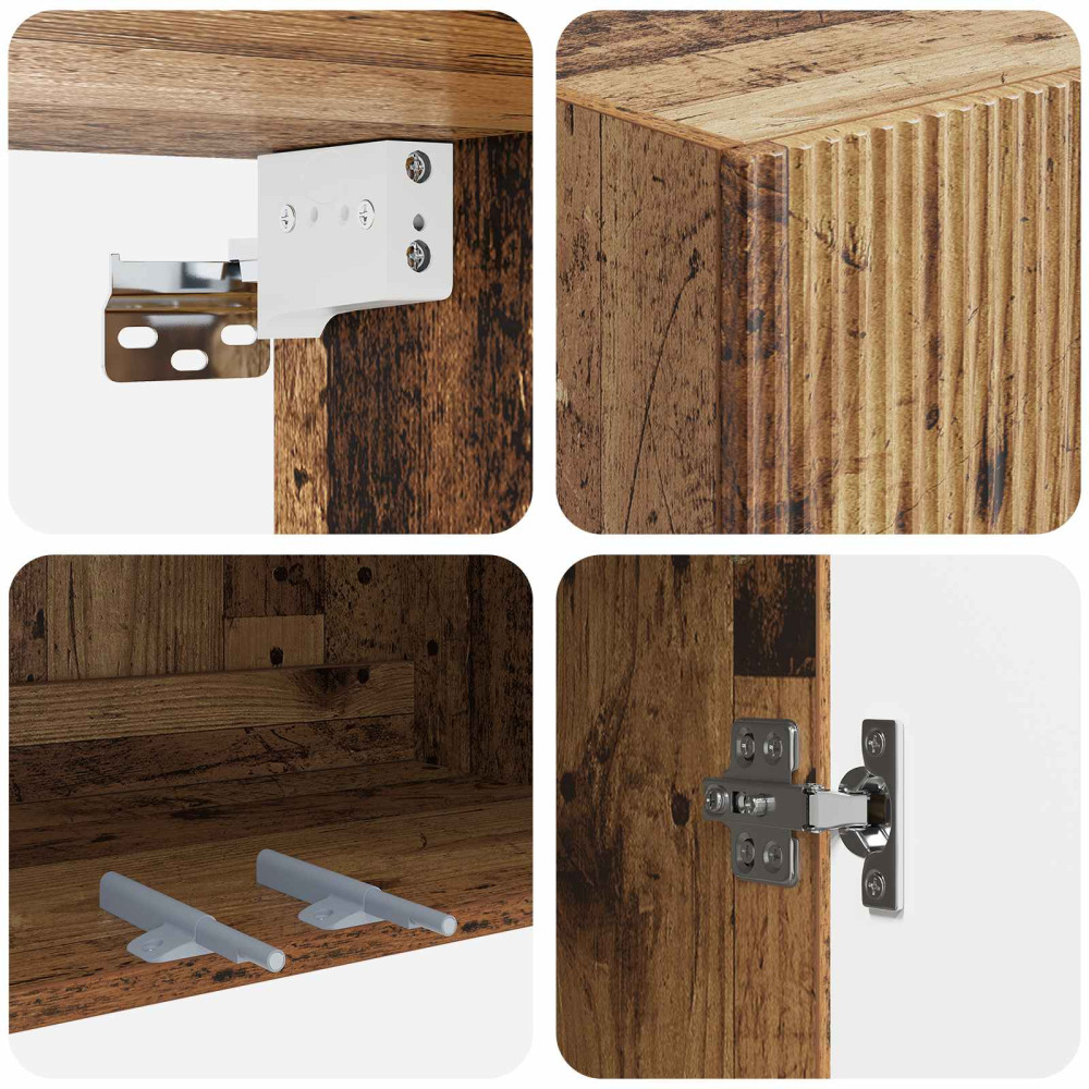 Produktbild för Väggmonterat skåp Gammalt trä 66 x 34,5 x 90 cm Konstruerat trä
