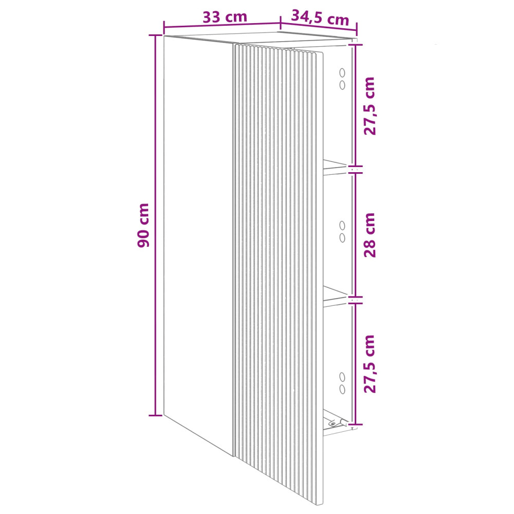 Produktbild för Väggmonterat skåp Svart 33 x 34,5 x 90 cm Konstruerat trä