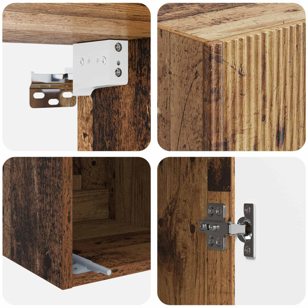 Produktbild för Väggmonterat skåp Gammalt trä 33 x 34,5 x 90 cm Konstruerat trä