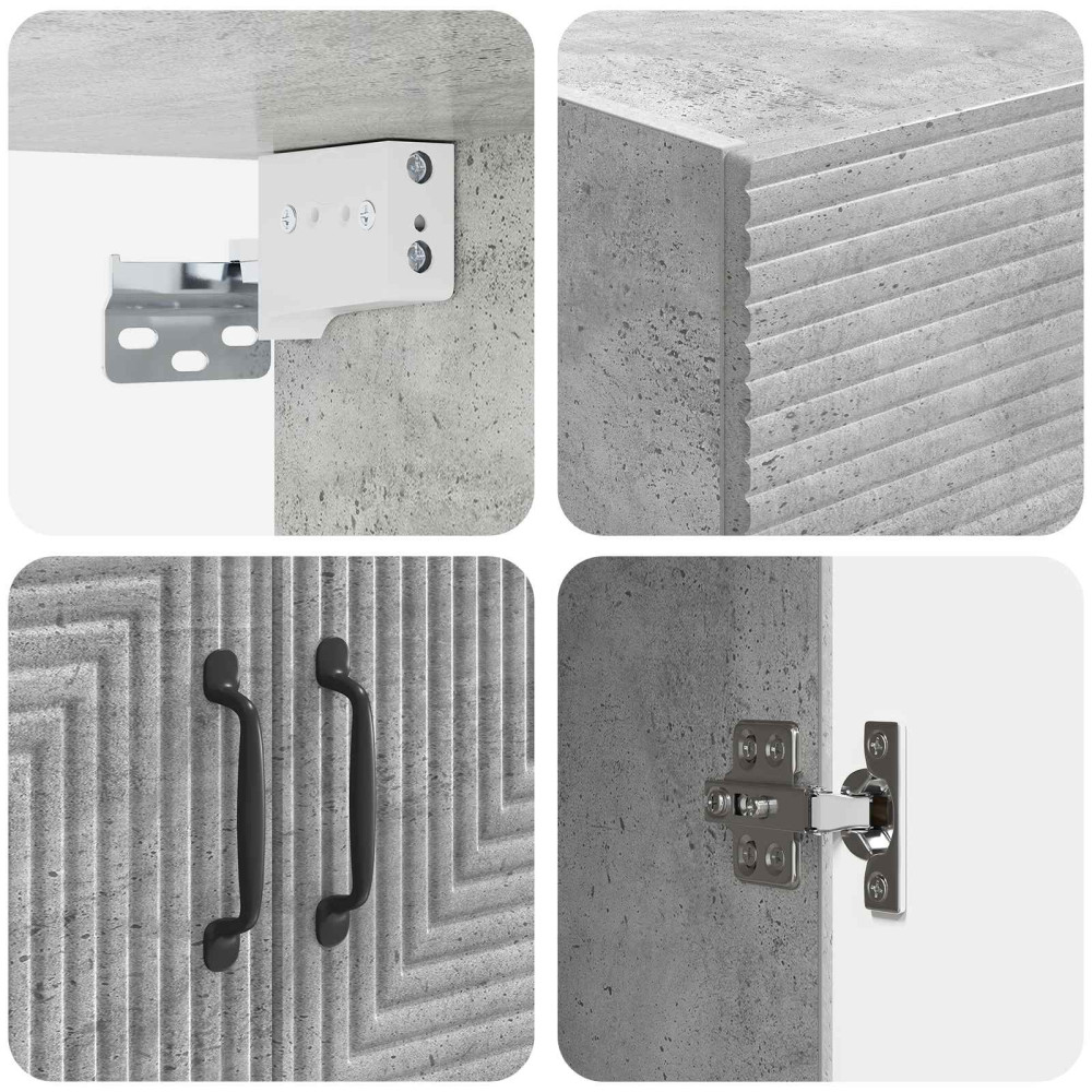 Produktbild för Väggmonterat skåp Betonggrå 66 x 34,5 x 90 cm Konstruerat trä