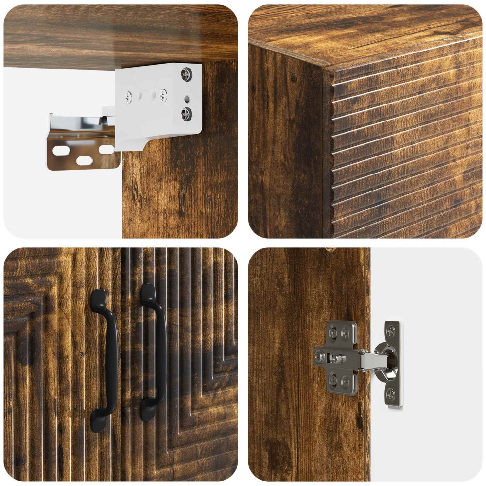 Produktbild för Väggmonterat skåp Rökt ek 66 x 34,5 x 90 cm Konstruerat trä