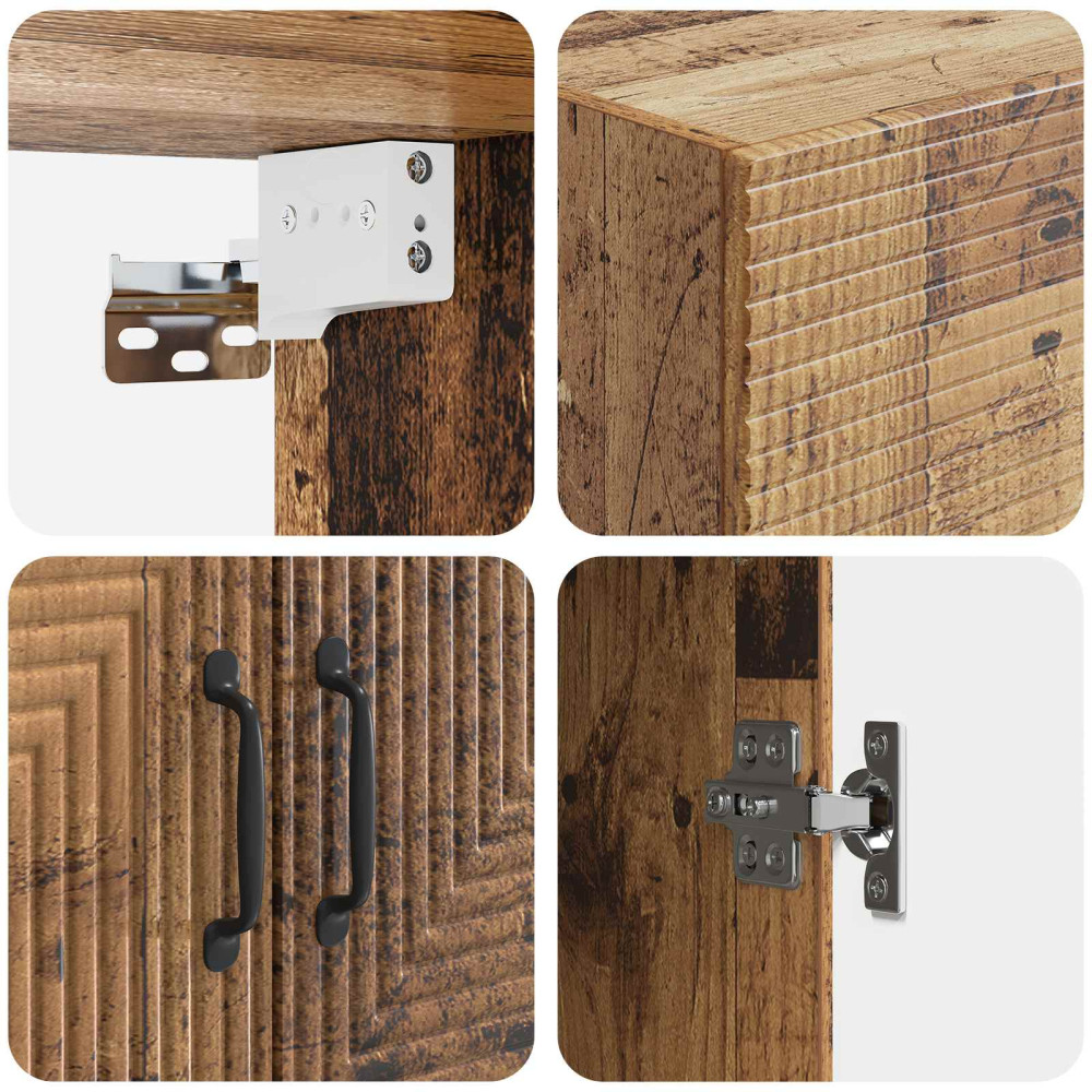 Produktbild för Väggmonterat skåp Gammalt trä 66 x 34,5 x 90 cm Konstruerat trä