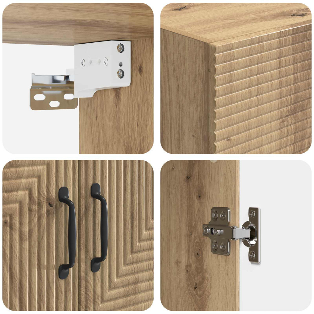 Produktbild för Väggmonterat skåp Artisan-ek 66 x 34,5 x 90 cm Konstruerat trä
