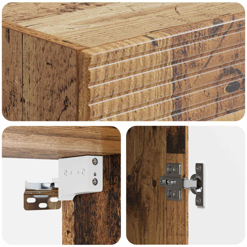 Produktbild för Väggmonterat skåp Gammalt trä 33 x 34,5 x 90 cm Konstruerat trä