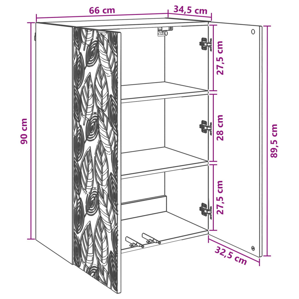 Produktbild för Väggmonterat skåp Sonoma-ek 66 x 34,5 x 90 cm Konstruerat trä