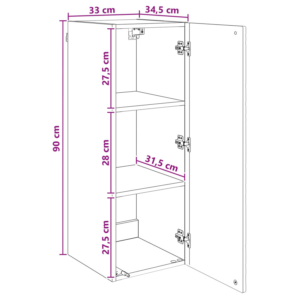 Produktbild för Väggmonterat skåp Gammalt trä 33 x 34,5 x 90 cm Konstruerat trä