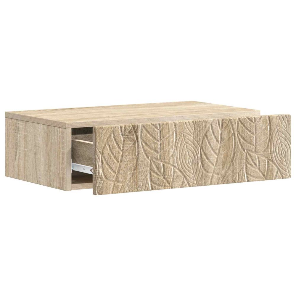 Produktbild för Väggmonterad sidobord Sonoma-ek 59 x 34,5 x 17 cm