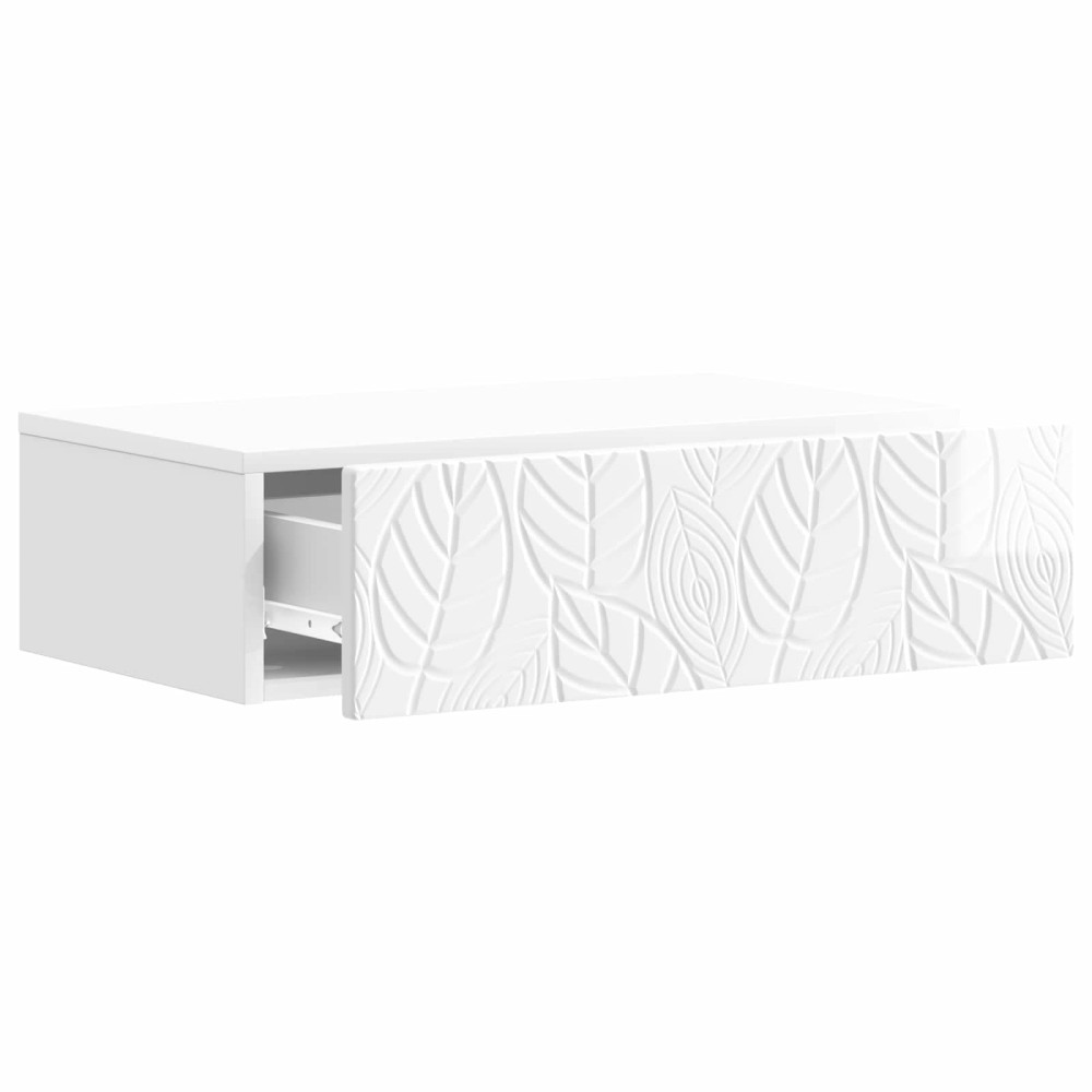 Produktbild för Väggmonterad sidobord Vit högglans 87,5 x 34,5 x 17 cm
