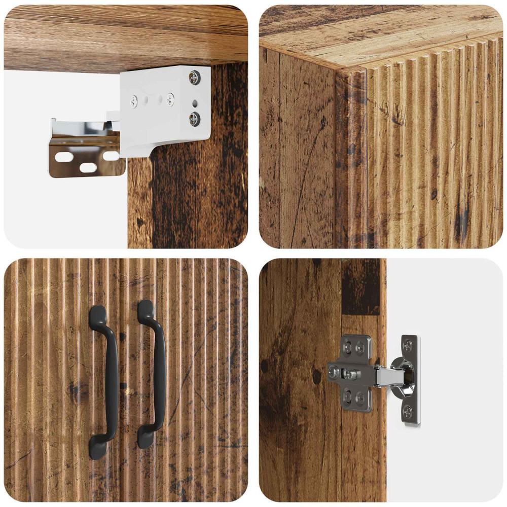 Produktbild för Väggmonterat skåp Gammalt trä 66 x 34,5 x 90 cm Konstruerat trä