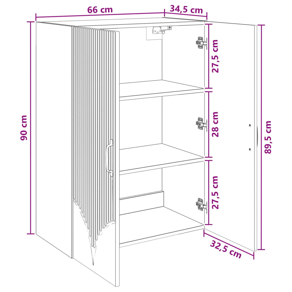 Produktbild för Väggmonterat skåp Artisan-ek 66 x 34,5 x 90 cm Konstruerat trä