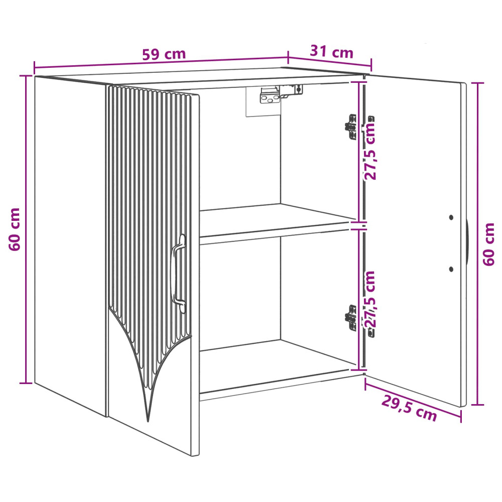 Produktbild för Väggmonterat skåp Svart 59 x 31 x 60 cm Konstruerat trä