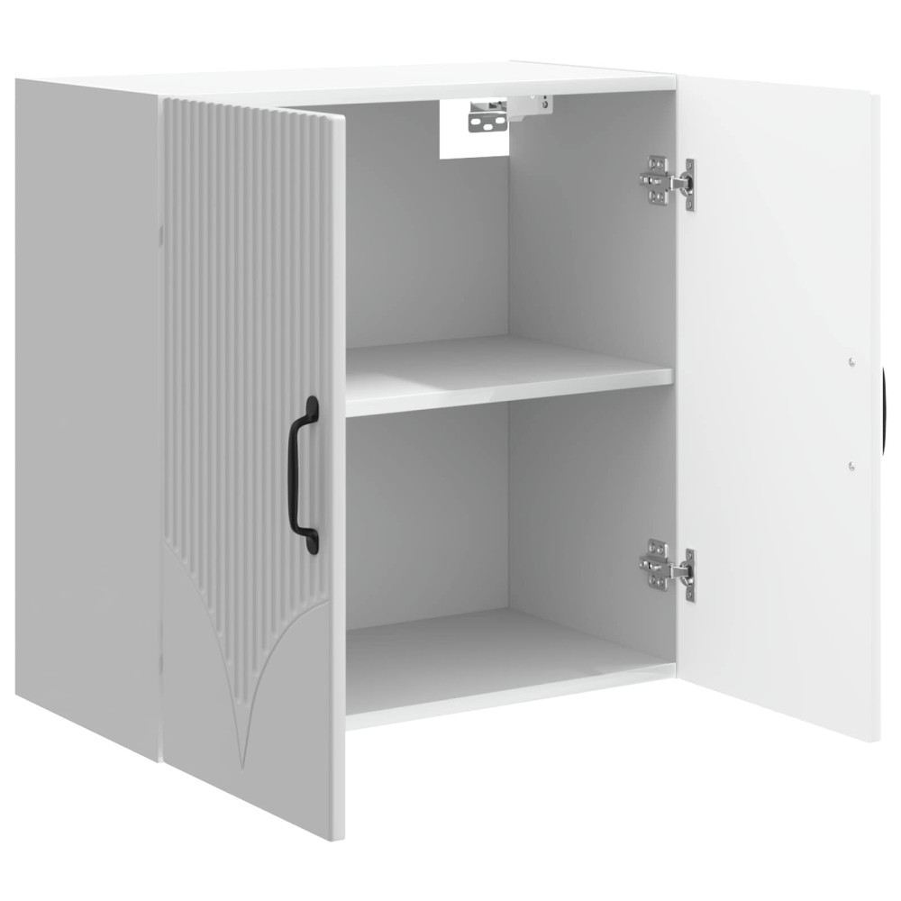 Produktbild för Väggmonterat skåp Vit högglans 59 x 31 x 60 cm Konstruerat trä