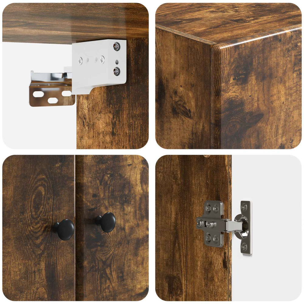 Produktbild för Väggmonterat skåp Rökt ek 66 x 34,5 x 90 cm Konstruerat trä