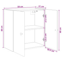 Produktbild för Väggmonterat skåp Vit högglans 59 x 31 x 60 cm Konstruerat trä
