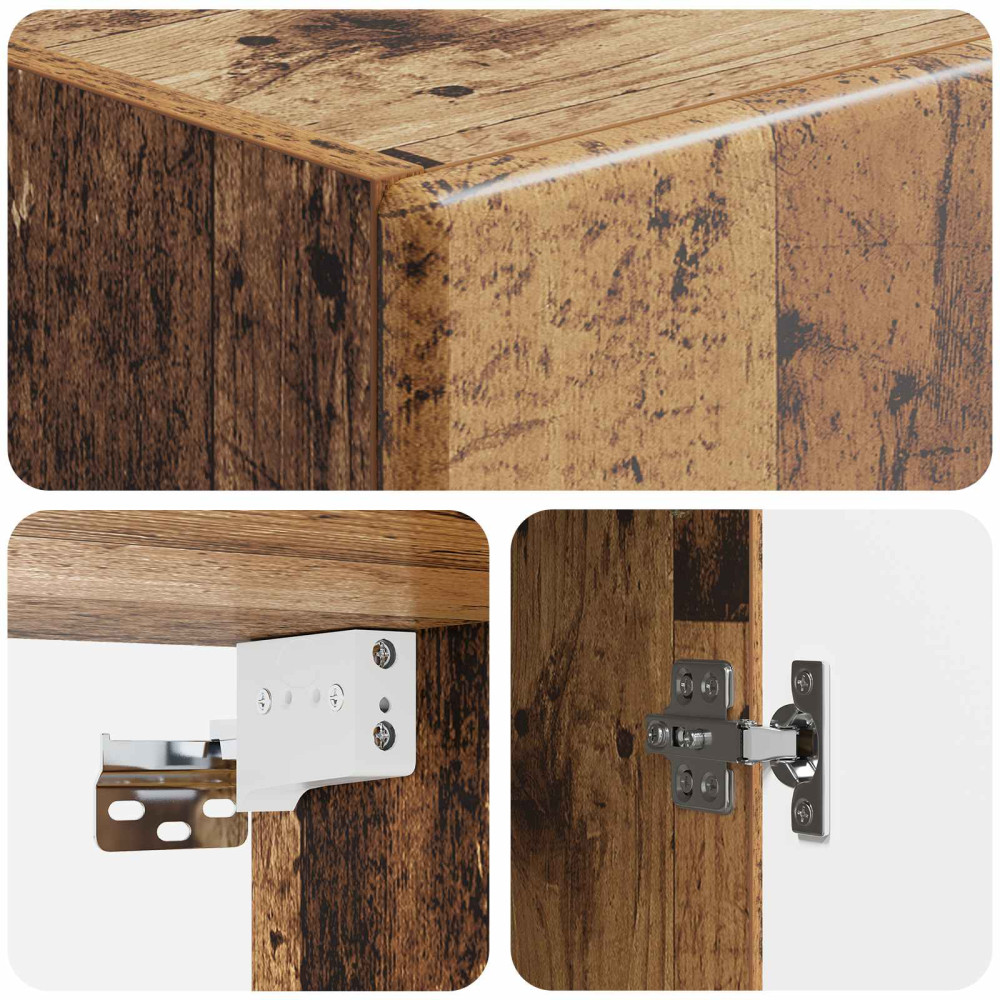 Produktbild för Väggmonterat skåp Gammalt trä 33 x 34,5 x 90 cm Konstruerat trä