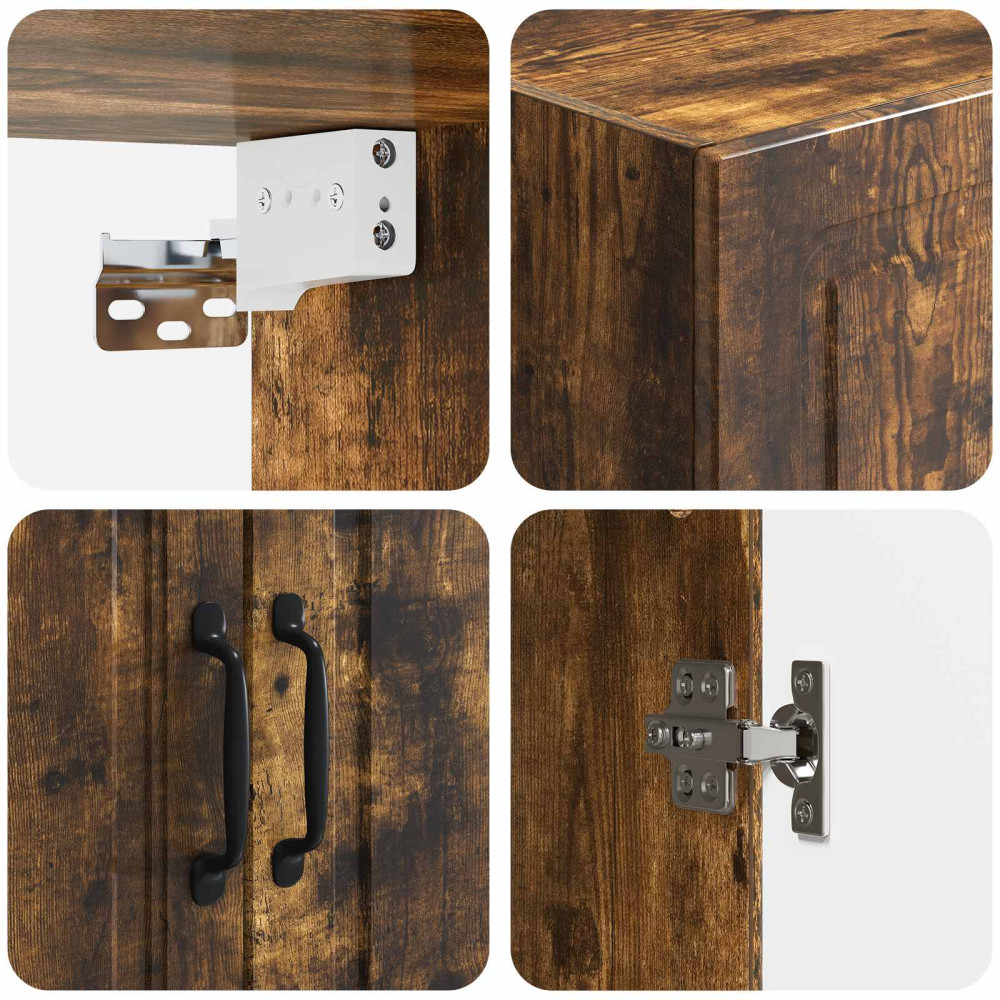 Produktbild för Väggmonterat skåp Rökt ek 66 x 34,5 x 90 cm Konstruerat trä